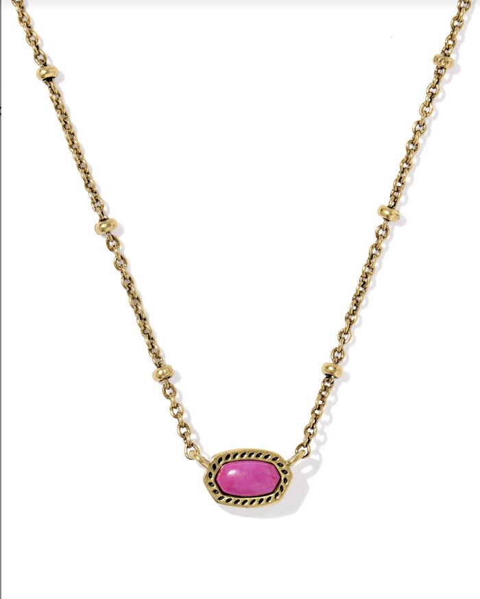Mini Elisa Satellite Short Pendant Necklace, Gold Fushcia