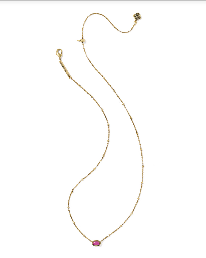 Mini Elisa Satellite Short Pendant Necklace, Gold Fushcia