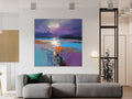 Original Abstract Art, Hand Painted Canvas Art, Landscape Canvas Art, Sunrise Landscape Acrylic Art, Large Abstract Painting for Living Room-Paintingforhome