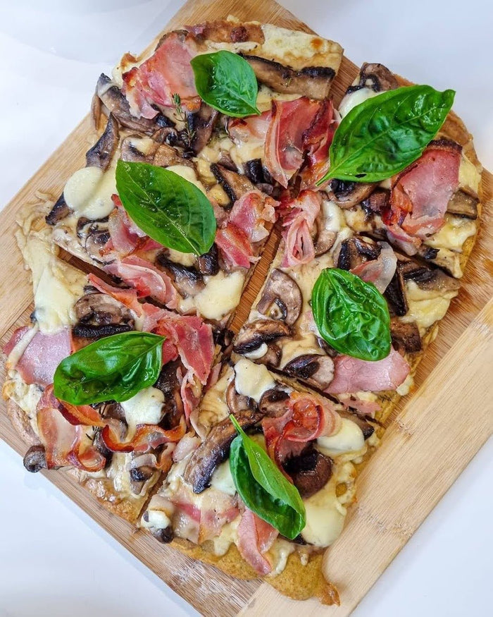 PBCO Protein Pizza Base — prepared pizza lifestyle image