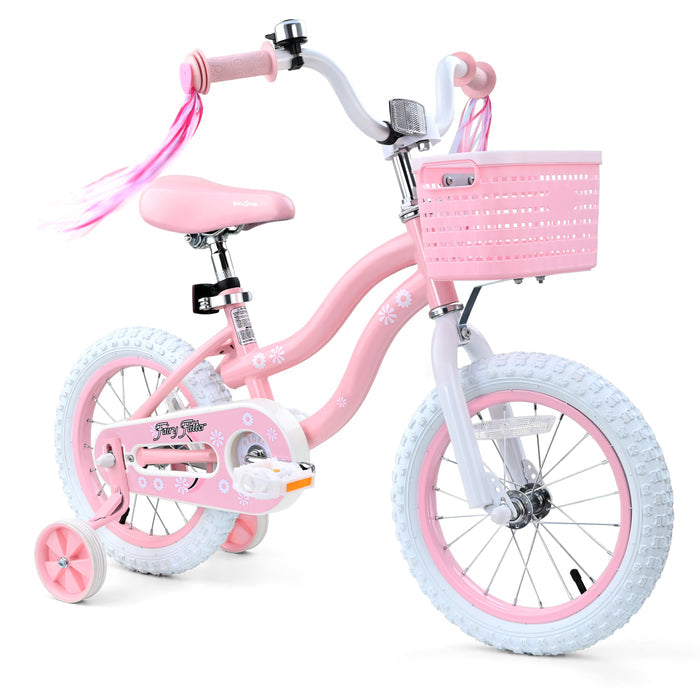 Pink / Blue Girls Bike for Kids with Training Wheels, Basket | BS-AZ0285