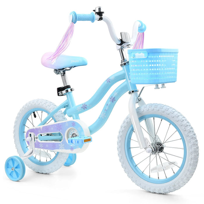 Pink / Blue Girls Bike for Kids with Training Wheels, Basket | BS-AZ0285