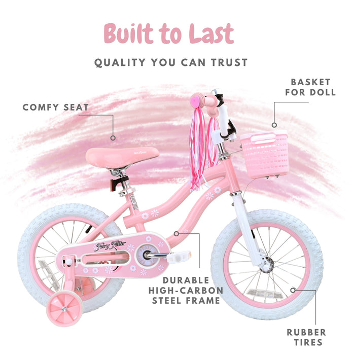 Pink / Blue Girls Bike for Kids with Training Wheels, Basket | BS-AZ0285