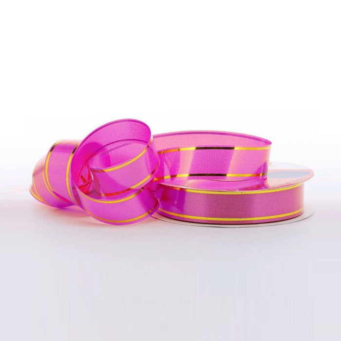 Pink Gold Ribbon | Quinceanera Ribbon | Pink Gold Edge Poly Ribbon - 1 3/8in. x 44 Yds (pm44030133)