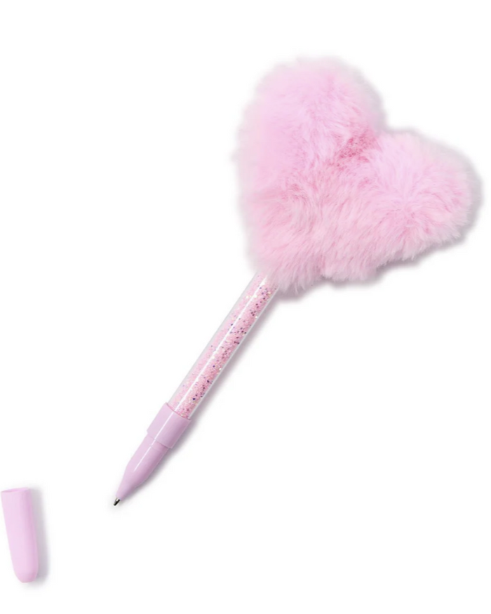 Plush Faux Fur Heart Pen