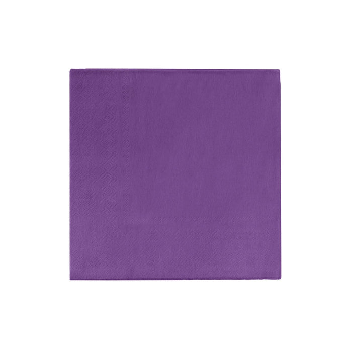 Purple Cocktail Napkins | Purple Drink Napkins | Purple Beverage Napkins - 5in. x 5in. Folded - 2-Ply - 20 Pieces/Pkg. (fdp95019)