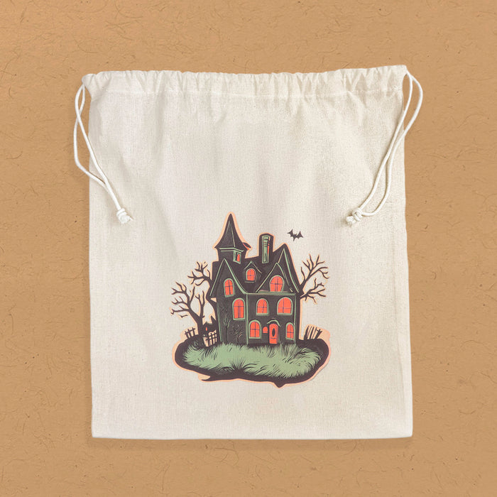 Retro Haunted House - Halloween Cotton Tea Towel