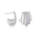 Rhodium-plated multi-hoop earrings with round CZ stones, shown in a pair