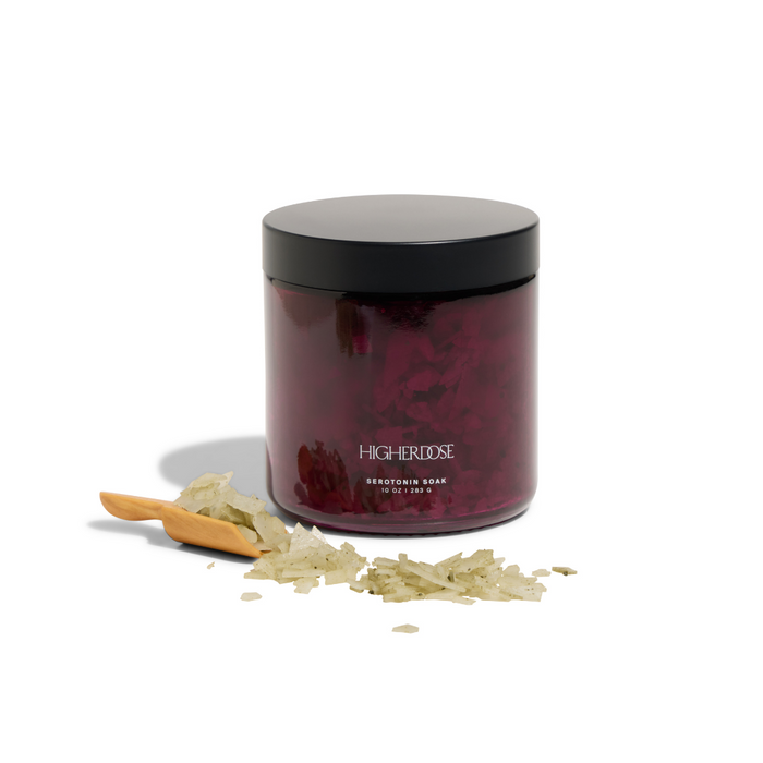 HigherDOSE Serotonin Soak jar with magnesium flakes