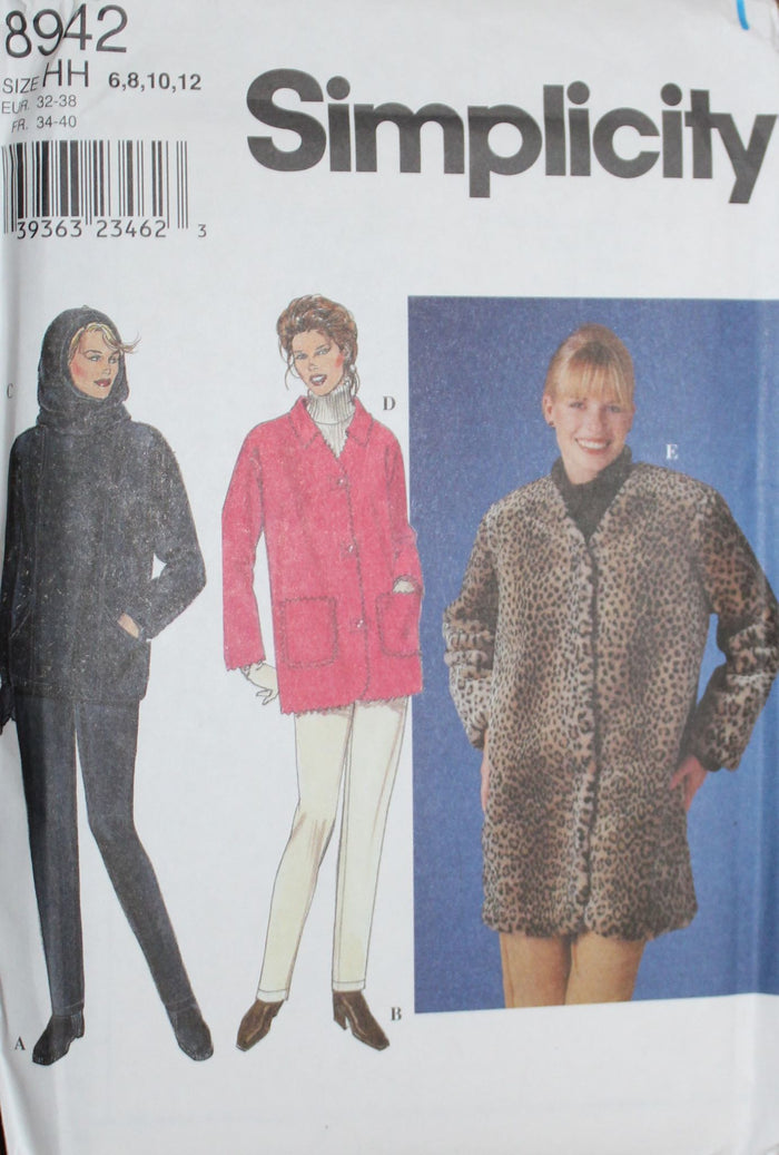 Simplicity 8942, Misses Coats,Top, Knit Pants, Uncut Sewing Pattern