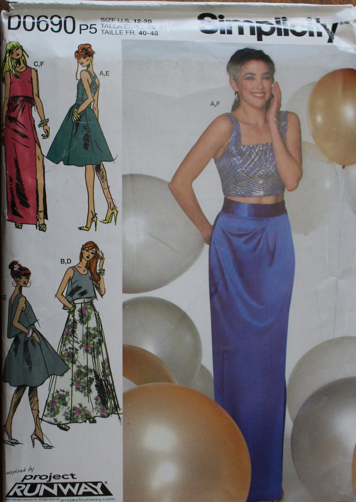 Simplicity D0690, Misses Evening Wear, Formals, Dresses, Uncut Sewing Pattern