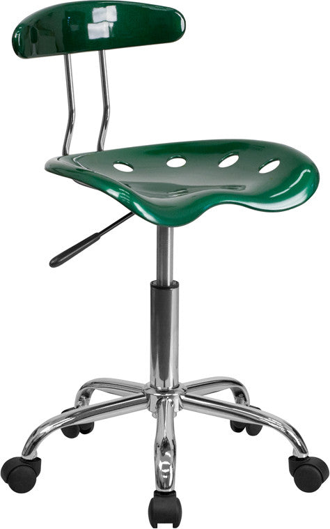 Vibrant Green and Chrome Task Chair with Tractor Seat