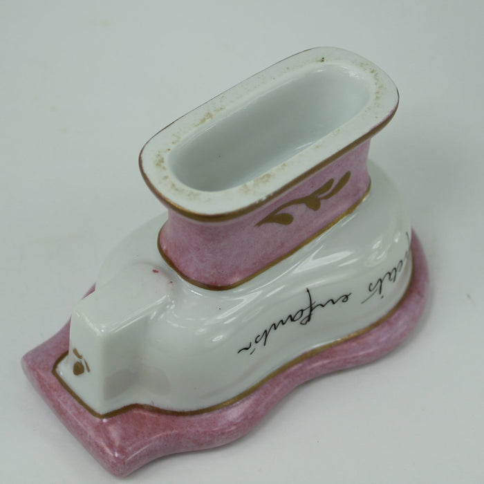 Vintage 1940s Porcelain Baptism Bowl Inscribed "laissez venir à moi les petits enfants" bottom of vessel