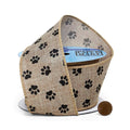 Wide Paw Print Ribbon | Wired Paw Ribbon | Paw Prints On Natural Wired Ribbon - 2 1/2in. x 10 Yds (pm58224604)