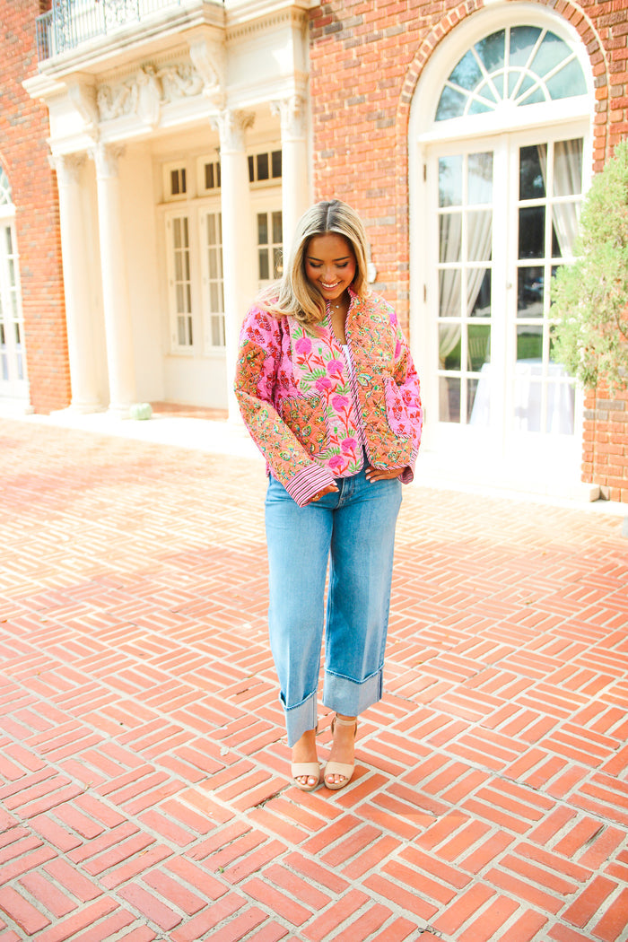 Wildflower Wanderer Quilted Jacket, Pink