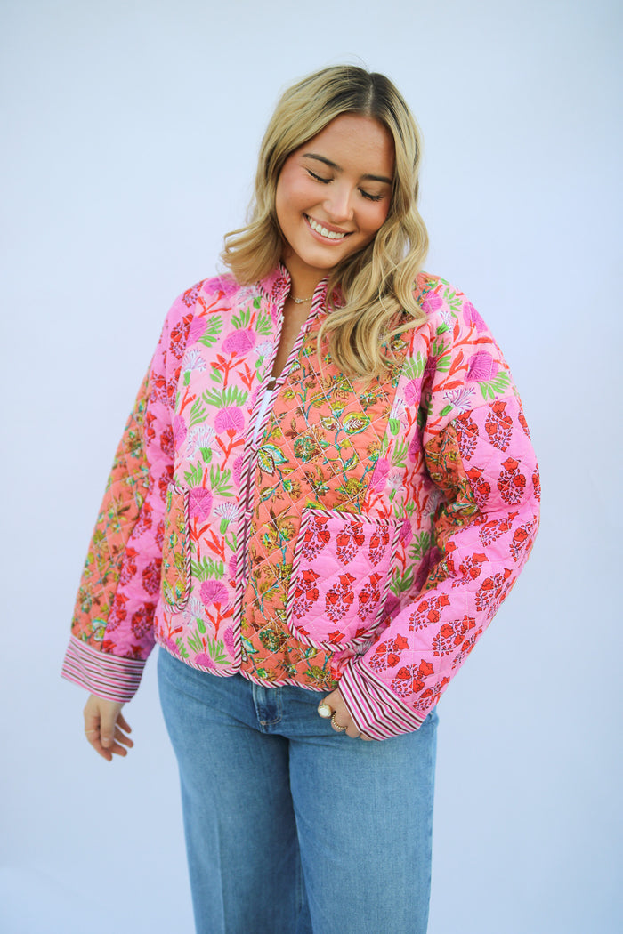 Wildflower Wanderer Quilted Jacket, Pink