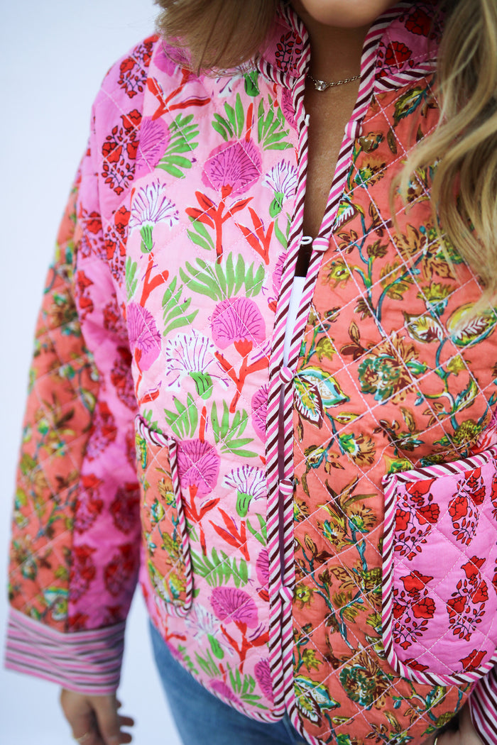 Wildflower Wanderer Quilted Jacket, Pink