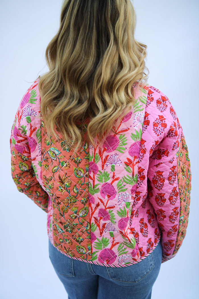 Wildflower Wanderer Quilted Jacket, Pink