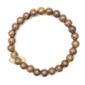 Wood Bead Bracelet - Tropical Johar Asian Wenge Beads with Black Elastic 7 mm Unisex 7.5-8 inch Prayer Bracelet