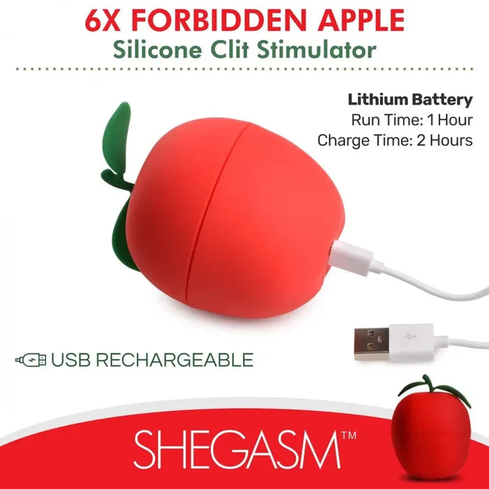 Shegasm™ 6X Forbidden Apple Silicone Clit Stimulator - Red - Vibrator